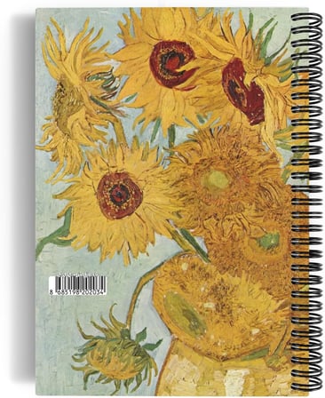 Vincent Van Gogh/Vase with 12 Sunflowers,1888 | Spiralli Defter 03 | A5 | Çizgisiz | 100 Sayfa|Art