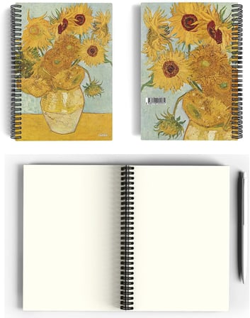 Vincent Van Gogh/Vase with 12 Sunflowers,1888 | Spiralli Defter 03 | A5 | Çizgisiz | 100 Sayfa|Art