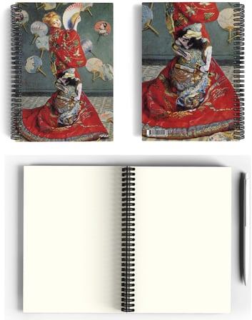 Claude Monet/Madame Monet in a Japanese Kimono,1876 | Spiralli Defter 09 | A5 | Çizgisiz | 100 Sayfa