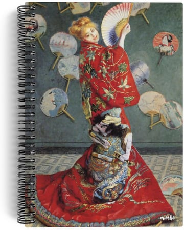 Claude Monet/Madame Monet in a Japanese Kimono,1876 | Spiralli Defter 09 | A5 | Çizgisiz | 100 Sayfa