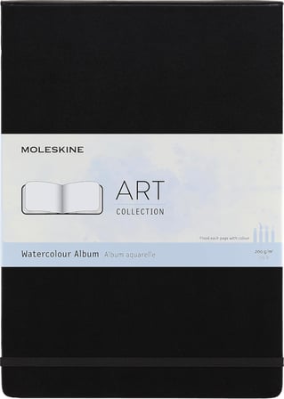 Art Collection sulu boya albümü ve çizim defteri not defteri, sert kapaklı ve elastik kilitli, sulu boya ve sulu boya kalemleri için uygundur, siyah, A4 21 x 29,7 cm, 60 sayfa