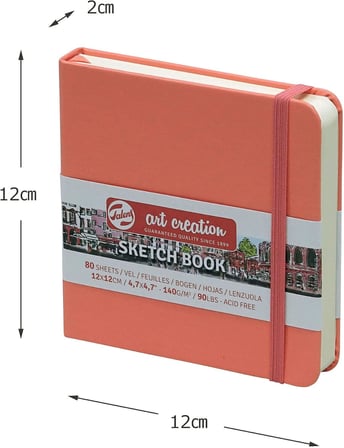 Royal eskiz defteri, 80 yaprak, 12 x 12 cm, mercan kırmızısı