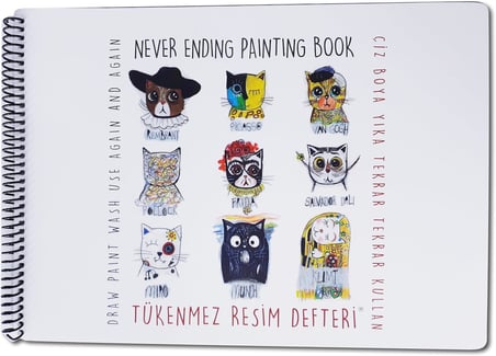 Akademi Çocuk Tükenmez Resim Defteri - Ressam Kediler - 25x35 cm