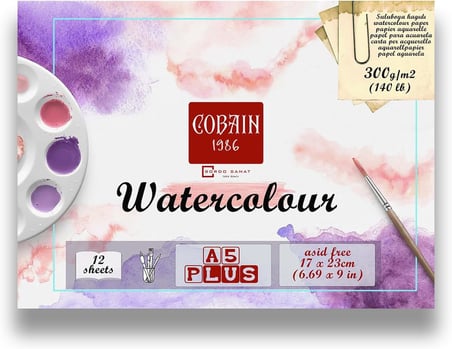 Cobain 1986 Sulu Boya Defteri 12 Yaprak 300gr watercolour aquarelle (A5Plus 17x23cm)