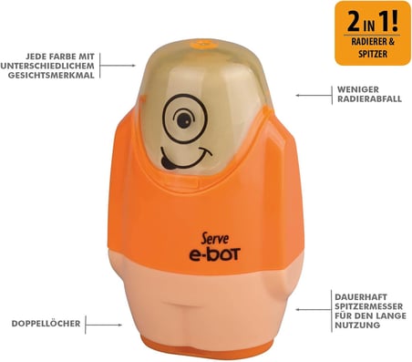 E-Bot Silgili Kalemtiraş Fosforlu Turuncu