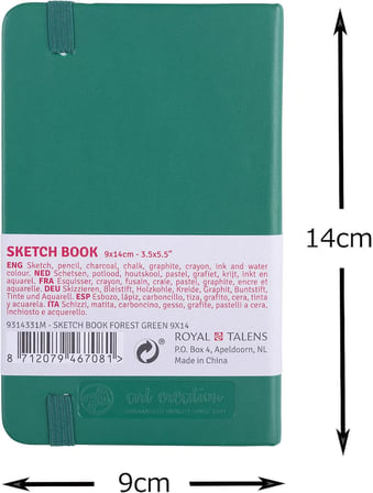 Unbekannt Talens Japan eskiz defteri, 80 yaprak, 9 x 14 cm, orman yeşili
