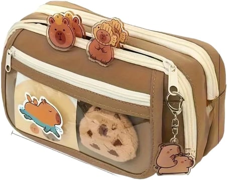 Capybara Kalem Kutusu Kapibara kalemlik büyük kapasiteli aksesuarlı geniş büyük boy Kawaii Kore Tarzı Sevimli Kalem Kutusu (1 ADET DOLL+5 ADET STİCKER DAHİLDİR)