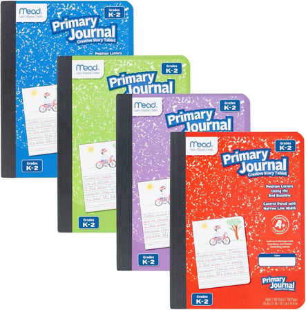Primary Journal, 12'li Paket, Yarım Sayfa Çizgili Yaratıcı Hikaye Tablet, K-2 Sınıfları, 7 1/2 "x 9 3/4", 100 Sayfa, Çeşitli Renkler (610052-ECM)