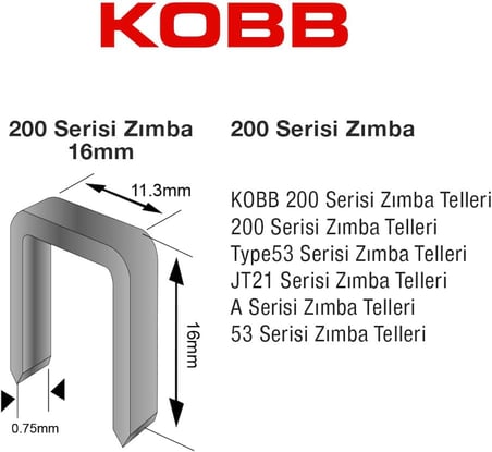 KBZ216 16mm 2500 Adet 200 Serisi Ağır Hizmet Tipi Zımba Teli
