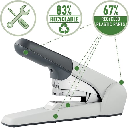 ekstra güçlü düz zımba, 60 yaprak kağıt için, Zımba teli, ergonomik tasarım, gümüş, 55520084
