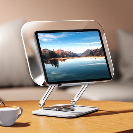 Tablet ve Kitap Okuma Standı – 360° Döner Ayarlanabilir Katlanabilir Masaüstü Tutucu, Ergonomik Tasarım, Sağlam Alüminyum Alaşım, Ev ve Ofis Kullanımı İçin Evrensel Tablet Desteği | R15