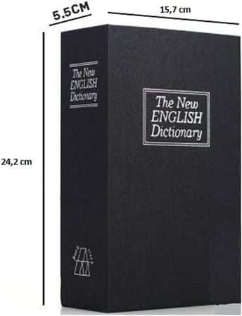 24cm XL Büyük Boy Kitap Şeklinde Gizli Kasa Şifreli Kilitli Sözlük Para Mücevher Kasası