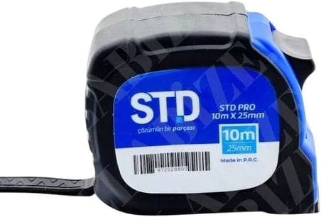 STD PRO Şerit Metre, 10m Uzunluk, 25mm Genişlik, Pratik ve Dayanıklı Tasarım, İnşaat ve Tadilat için