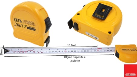 Şerit Metre (Inch/Metrik) 3 mt-10 ft 16 mm P05A-0316