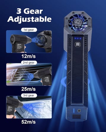 ® Mini Şarjlı Hava Üfleyici ve Vakumlu El Süpürgesi – 110.000 RPM, 200W Güçlü Motor, 4000 mAh Pil, LED Işıklı, 2'si 1 Arada Turbo Jet Fan ve Vakum, 3 Kademeli