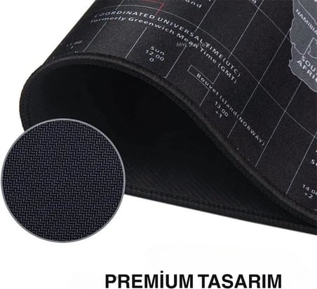 Dünya Haritası Mouse Pad 60x30 cm, Gaming Masa Pedi 3 mm, Kaymaz Kauçuk Tabanlı Desk Mat, Dikişli Kenar Kumaş Yüzey, Klavye ve Mouse Altlığı, Oyuncu ve Ofis Masası için Siyah