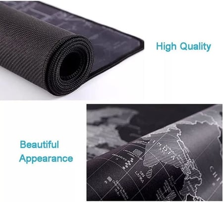 Kuzey's Store Büyük Boy 90 x 40 XXL Dünya Desenli Mouse Pad Kauçuk Kaymaz Alt Taban, Yumuşak Kumaş Oyuncu Mouse Pad, Bilgisayar ve Dizüstü, Notebook Uyumlu