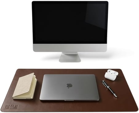 40x90 El Yapımı Deri Masa Pad - Premium Kaymaz Deri Mousepad Ve Klavye Altlığı - Sümen Masa Matı (Acı Kahve)