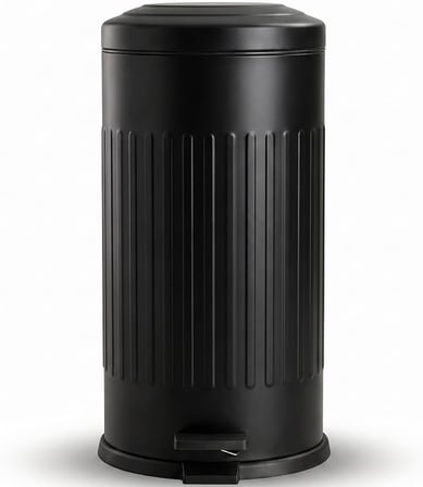 16 Litre Vintage Siyah Metal Çöp Kovası - 44.4 x 24.5 cm, Çıkarılabilir Kova Metal Çöp Kutusu, Çöp Sepeti, Sızdırmaz, Koku Hapseder, Banyo, Mutfak, Yemek Odası