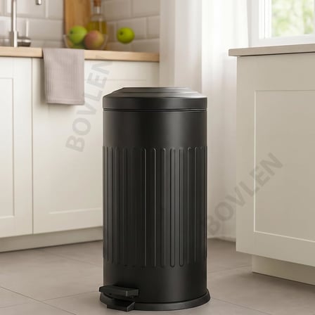 16 Litre Vintage Siyah Metal Çöp Kovası - 44.4 x 24.5 cm, Çıkarılabilir Kova Metal Çöp Kutusu, Çöp Sepeti, Sızdırmaz, Koku Hapseder, Banyo, Mutfak, Yemek Odası