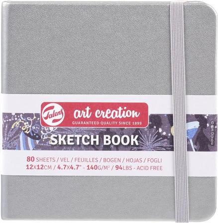 Eskiz defteri, 80 yaprak, 12 x 12 cm, parlak gümüş