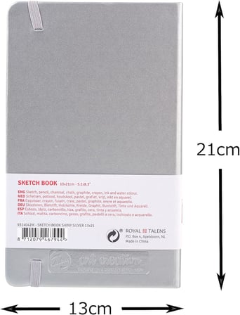 Eskiz defteri 80 yaprak, 13 cm x 21 cm, gümüş parlak