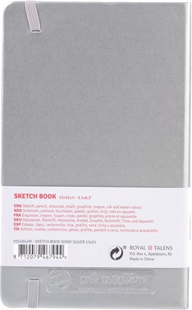 Eskiz defteri 80 yaprak, 13 cm x 21 cm, gümüş parlak