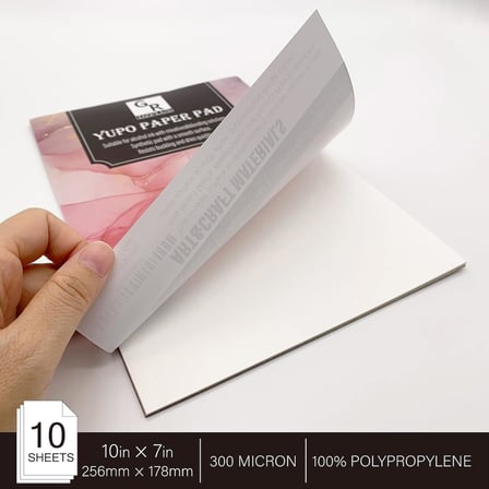 Yupo Paper 10 Yaprak, Alkol Bazlı Mürekkep için Ağır Beyaz Kağıt | 10 inç x 7 inç | 250 GSM