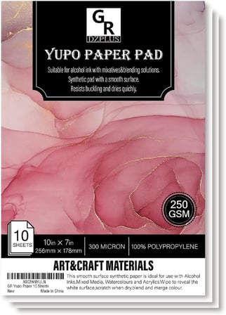 Yupo Paper 10 Yaprak, Alkol Bazlı Mürekkep için Ağır Beyaz Kağıt | 10 inç x 7 inç | 250 GSM