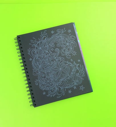 Pop Girl Siyah Sayfa Boyama Kitabı – 60 Sayfa Spiral Defter