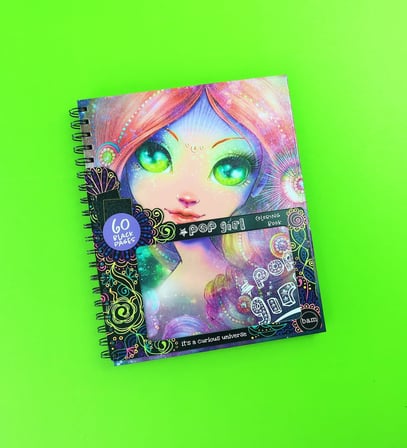 Pop Girl Siyah Sayfa Boyama Kitabı – 60 Sayfa Spiral Defter