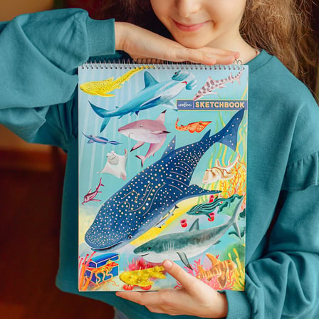 Shark & Friends Eskiz Defteri - 60 Sayfalı Kitap, Spiral Ciltli, 8,5x11, Boş Sayfalar, Çiz-Tasarla-Oluştur