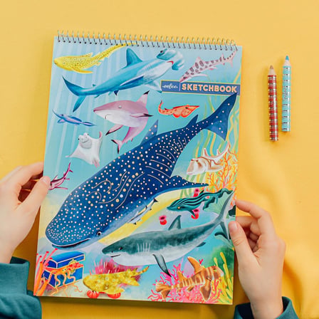 Shark & Friends Eskiz Defteri - 60 Sayfalı Kitap, Spiral Ciltli, 8,5x11, Boş Sayfalar, Çiz-Tasarla-Oluştur