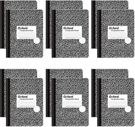 Bileşim kitap, Quad çizgili, 4 alanları/inç, 9,75 X 7.5 inç, 80 yaprak, siyah/beyaz, Box 12 kitap (63786)