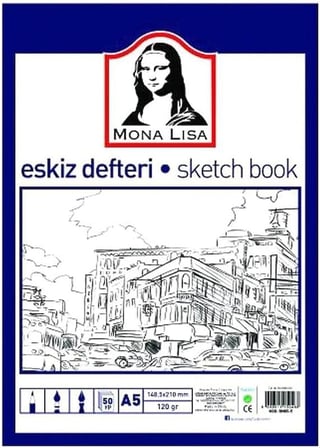 Eskiz Defteri A-5 Dokulu Kağıt Kara Kalem Çalışma Defteri 50 Yaprak 120 gr 14,8x21 cm 1 Adet Südor