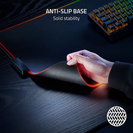 Strider Chroma - Chroma RGB ile Hibrit Oyun Mouse Mat (Hibrit Yumuşak/Sert Mat, 19 Chroma RGB Aydınlatma Bölgesi, Kaymaz Taban, Dikişsiz Kenarlar) Siyah