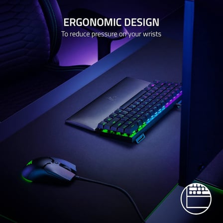 Ergonomik Bilek Desteği (Mini) - Mini klavyeler için ergonomik bilek desteği (hafızalı köpük dolgu, kaymaz lastik ayaklar) siyah