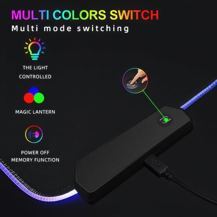 Rgb Led Işıklı Gaming Mousepad Düz Siyah Kaymaz Tabanlı Kenarları Dikişli Suya Dayanıklı Mouse Pad 30X80 Cm