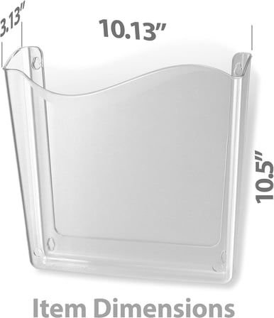 ® OIC® Kırılmaz Dikey Duvar Dosyası, 10" Y x 10" G x 3" D, Şeffaf