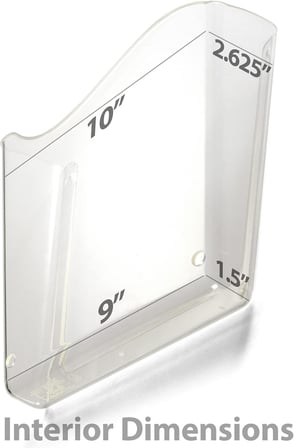 ® OIC® Kırılmaz Dikey Duvar Dosyası, 10" Y x 10" G x 3" D, Şeffaf