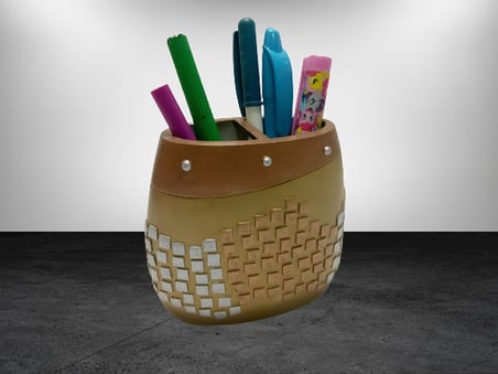 KALEMLİK ALTIN MOZAİK POLİRESİN OFİS GERECİ 10X10X5CM