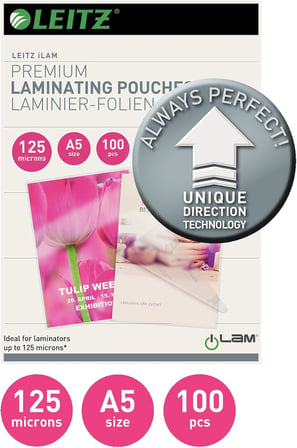 Sıcak laminasyon folyosu, parlak, şeffaf, A5, UDT, folyo kalınlığı 125 miks, 100'lü paket, 74930000