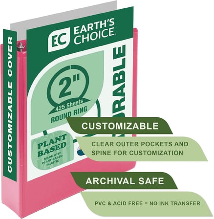 Earth'S Choice™, Bitki Bazli Dayanikli 3 Halka Baglayici, Moda Clear View 2 İ̇Nc Baglayicilar,%25'E Kadar Bitki Bazli Plastik, Cesitli 4'Lu Paket