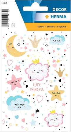 Çocuklar için 15675 çıkartma, sevimli prenses (26 çıkartma, kağıt, ışıltılı) kendinden yapışkanlı, kalıcı yapışan motif etiketleri, kız ve erkek çocuklar için, renkli