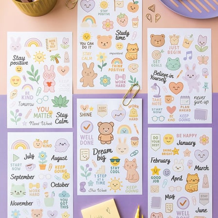 A5 Sticker Book 466 Adet 18 Yaprak Renkli Etiket Defteri