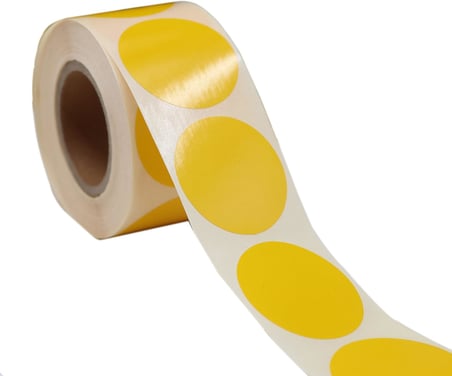 Sarı Renk Zemin Baskılı Kuşe Etiket 40mm Çapında 500 Adet 40mm Kuka Çapı (Sarı)