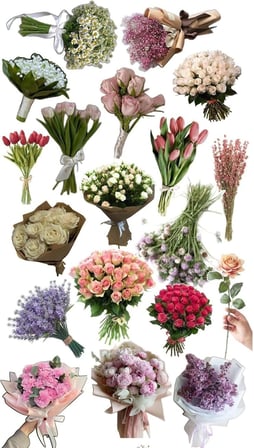 Retro Bouquet Temalı Laptop Tablet Telefon Ajanda Bullet Journal Sticker - Suya Dayanıklı Etiket