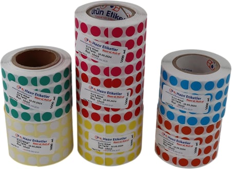 Kuşe Rulo Renkli Zemin Baskılı, 10mm Çap, 5000 Adet, 5'li Yan Yana (Pembe)