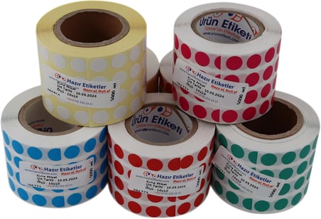 Kuşe Rulo Renkli Zemin Baskılı, 10mm Çap, 5000 Adet, 5'li Yan Yana (Pembe)