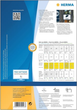 9543 Dış Mekan Yapışkan Folyo DIN A4 210 x 297 mm, folyo Beyaz Mat 40 Etiketleri 40 Yaprak, STARK Kendinden Yapışkanlı, Baskı